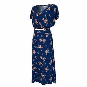 Abercrombie & Fitch Blue Floral Two Piece Cutout Twist Front Midi Skirt Set LG